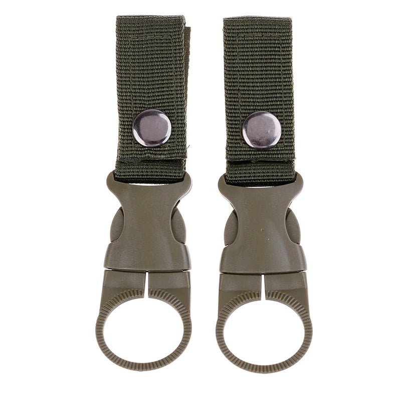 Set of 2 Premium Multifunctional Water Bottle Holders with Durable Carabiner Clips for Belts and Backpacks - Lightweight Nylon Webbing Buckle Hooks