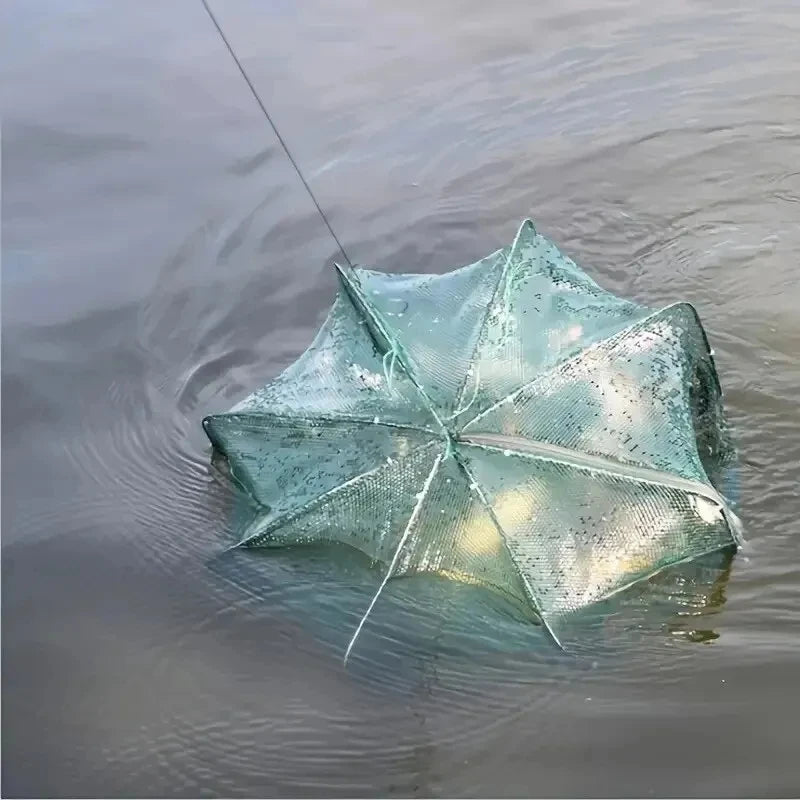6-Hole Collapsible Fishing Net Trap for Efficient Crayfish, Crab, Shrimp, and Eel Capture