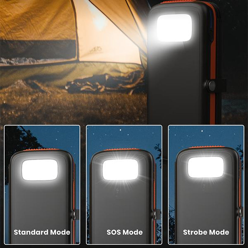 High-Capacity 10,000mAh Solar Power Bank with Quad Solar Panels and 15W Rapid Charging for iPhone 15 Series and Samsung Galaxy Devices