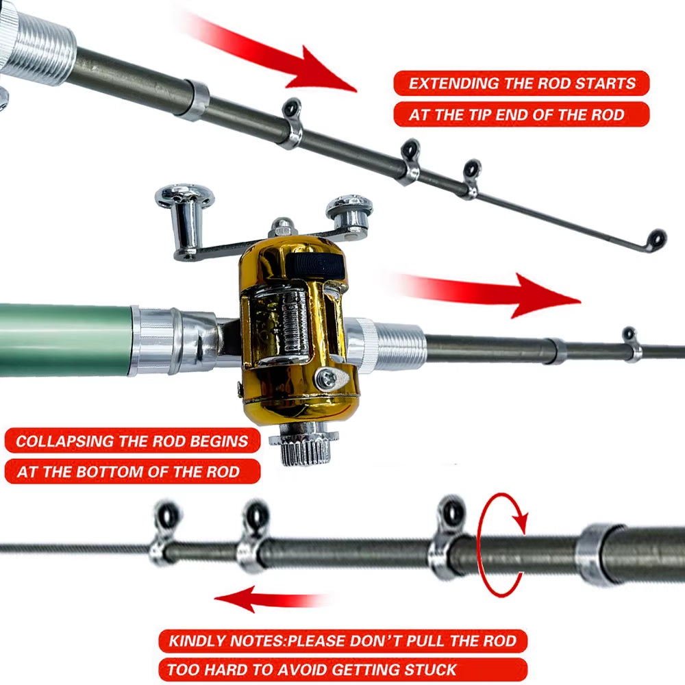 Compact Telescopic Fishing Rod and Reel Combo - Perfect for On-the-Go Angling Adventures