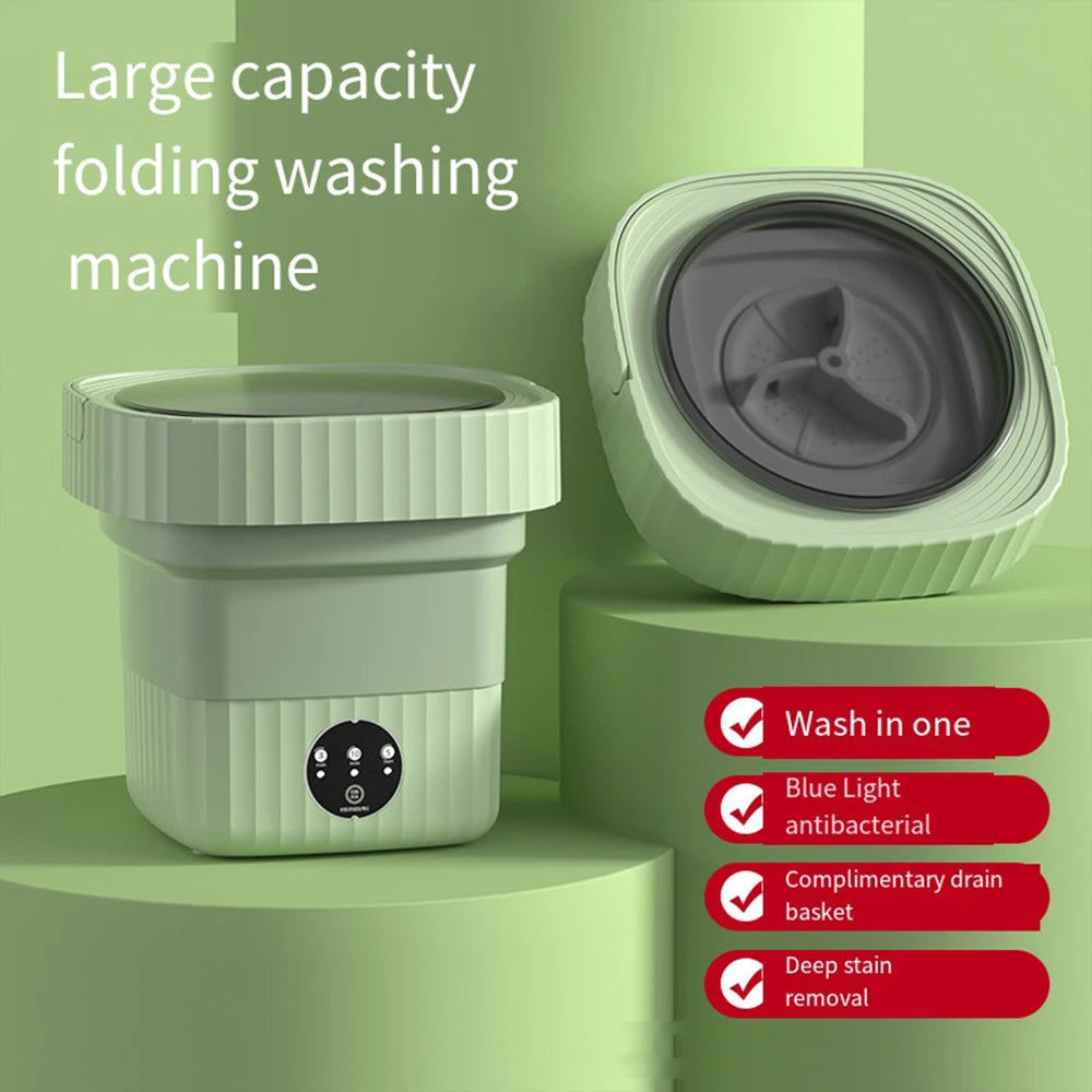 Compact Portable 6L & 8L Folding Washing Machine and Dryer – The Perfect Mini Washer for Travel and Home Convenience