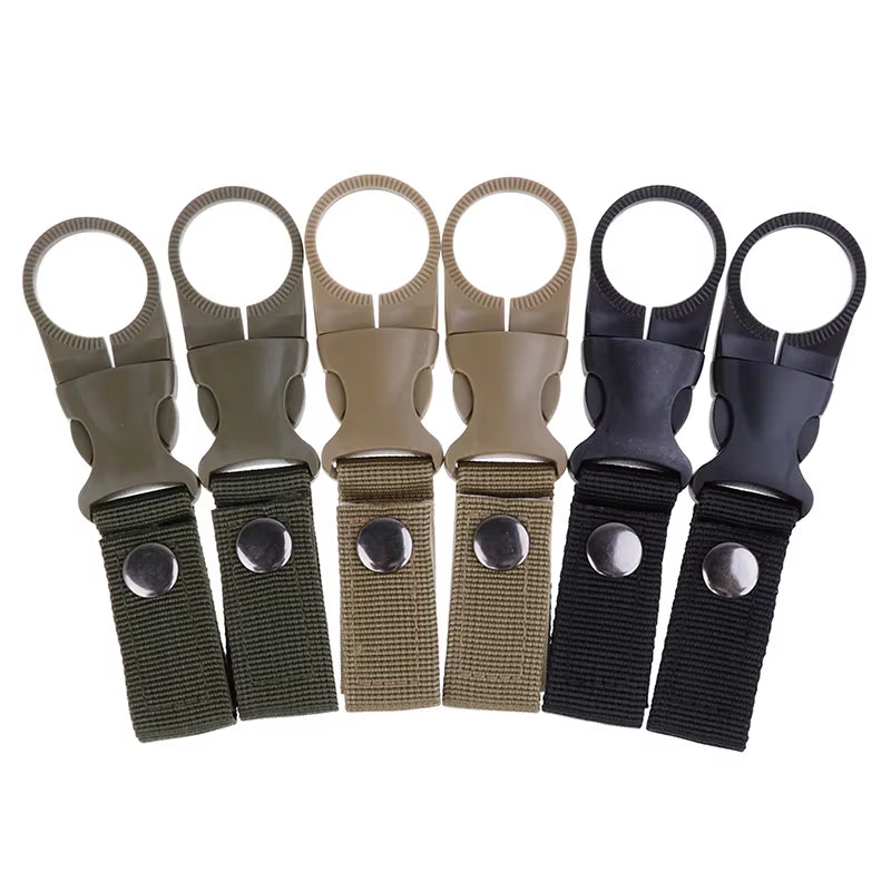 Set of 2 Premium Multifunctional Water Bottle Holders with Durable Carabiner Clips for Belts and Backpacks - Lightweight Nylon Webbing Buckle Hooks