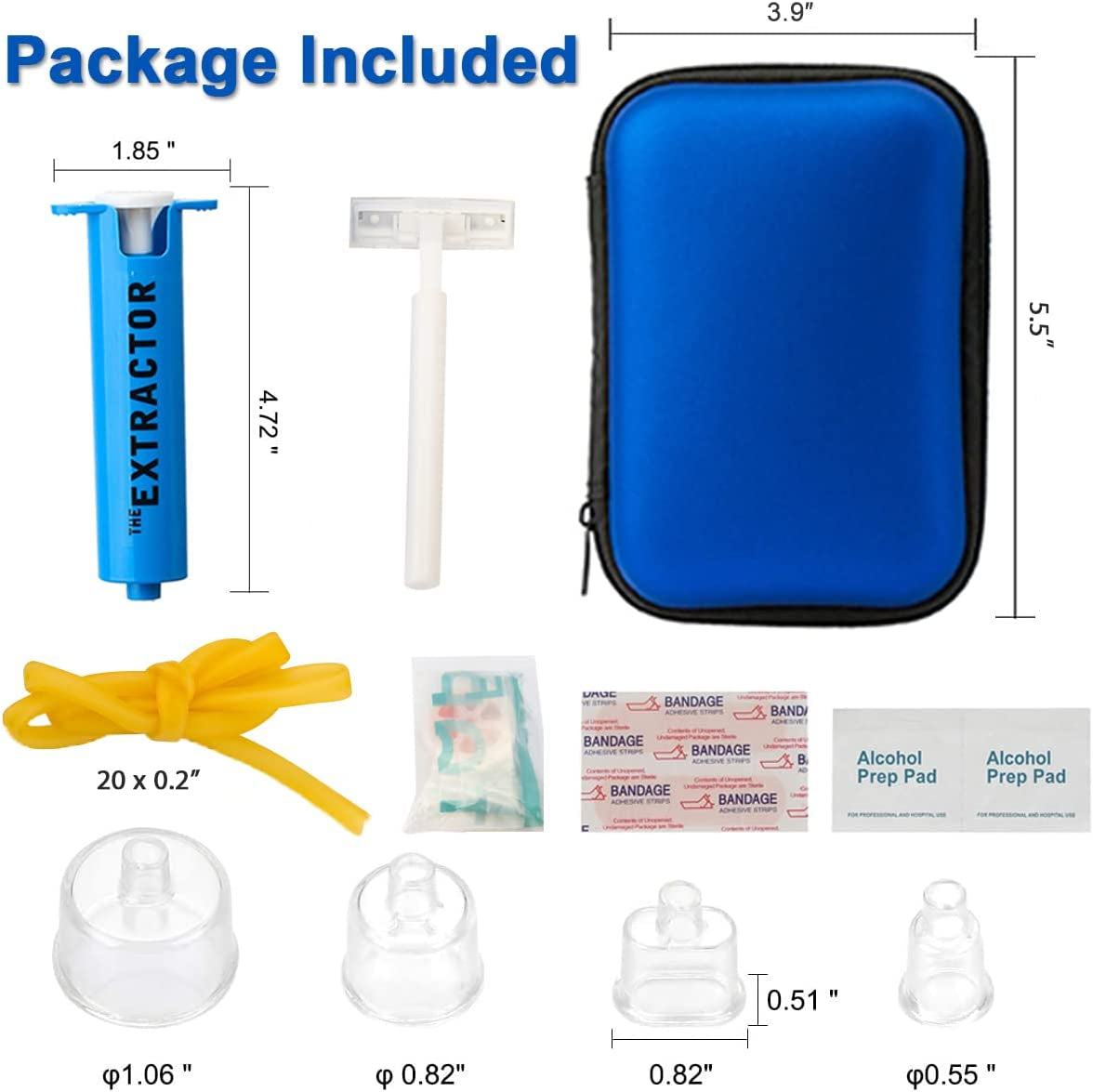 Essential Snake and Bee Sting First Aid Kit with Venom Extractor Suction Pump and CPR Face Shield (Blue) for Outdoor Adventures
