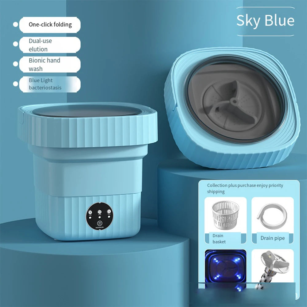 Compact Portable 6L & 8L Folding Washing Machine and Dryer – The Perfect Mini Washer for Travel and Home Convenience