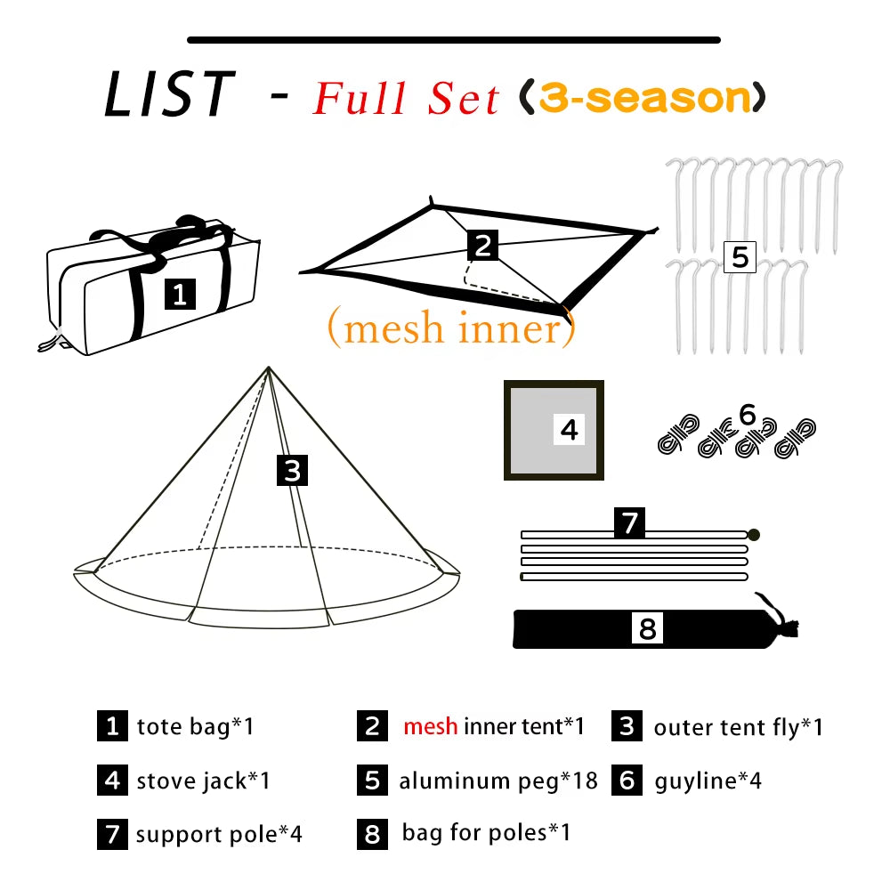 Premium Waterproof Flame-Retardant Teepee Tent for One - Perfect Winter Shelter with Snow Skirt