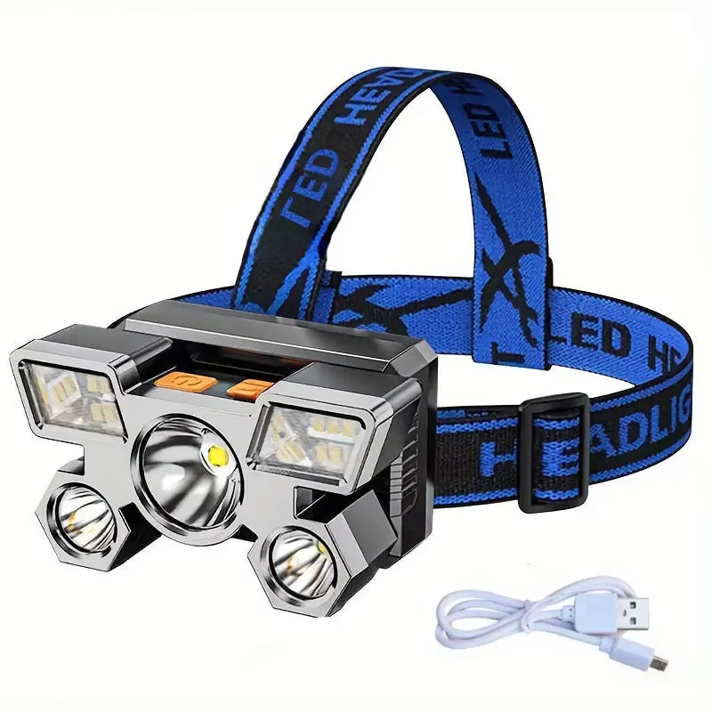 80000LM Ultra Bright Rechargeable XHP360 Headlamp - Perfect for Camping, Fishing, and Outdoor Adventures