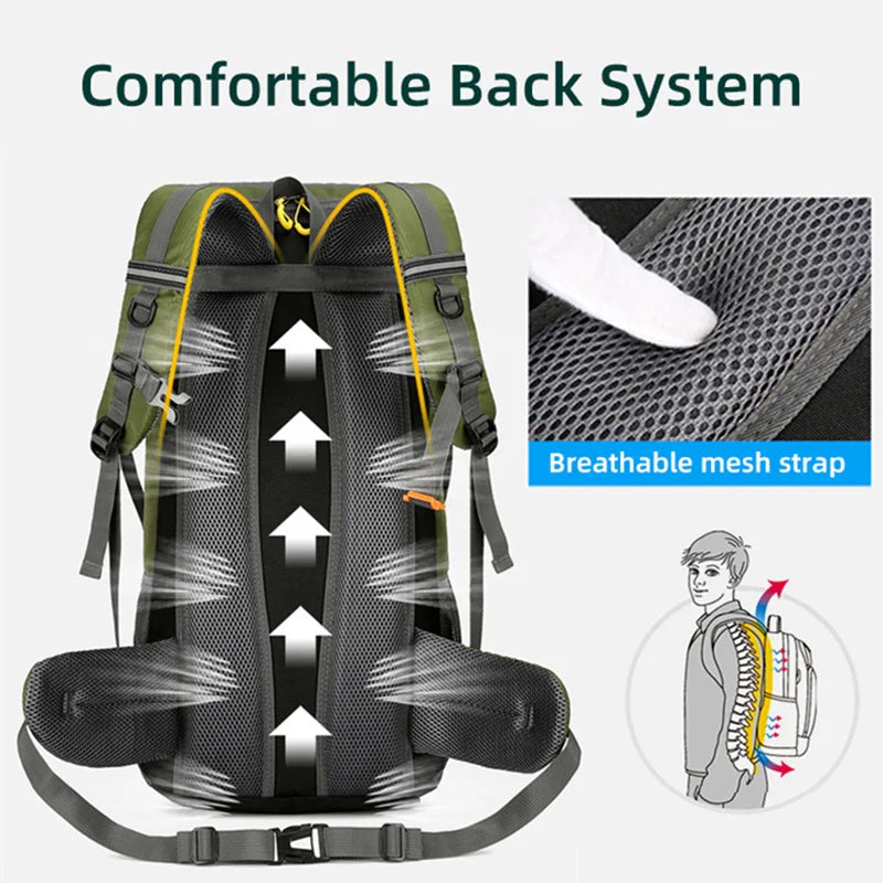 50L Waterproof Travel Backpack for Men and Women - Versatile Rucksack for Hiking, Camping, and Outdoor Adventures