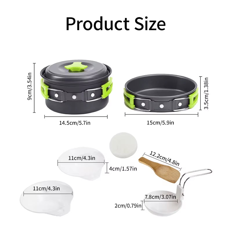 Premium Backpacking Cooking Set: Versatile and Sturdy Outdoor Cookware with Essential Tableware and Storage Solution