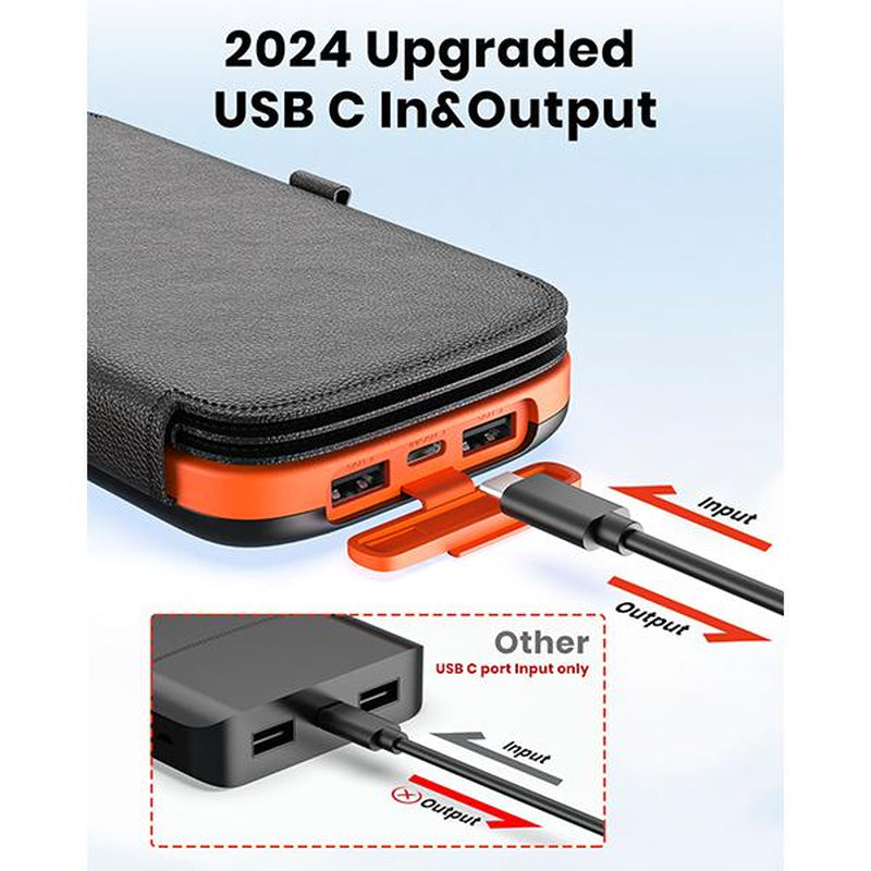 High-Capacity 10,000mAh Solar Power Bank with Quad Solar Panels and 15W Rapid Charging for iPhone 15 Series and Samsung Galaxy Devices