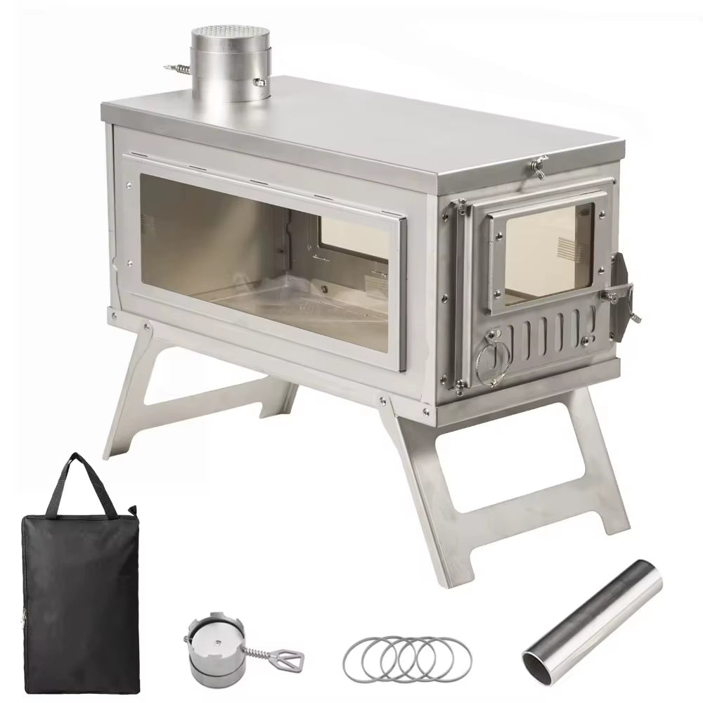 Lightweight Portable Tent Stove with Elegant Glass Design - Perfect for Winter Camping and Outdoor Cooking
