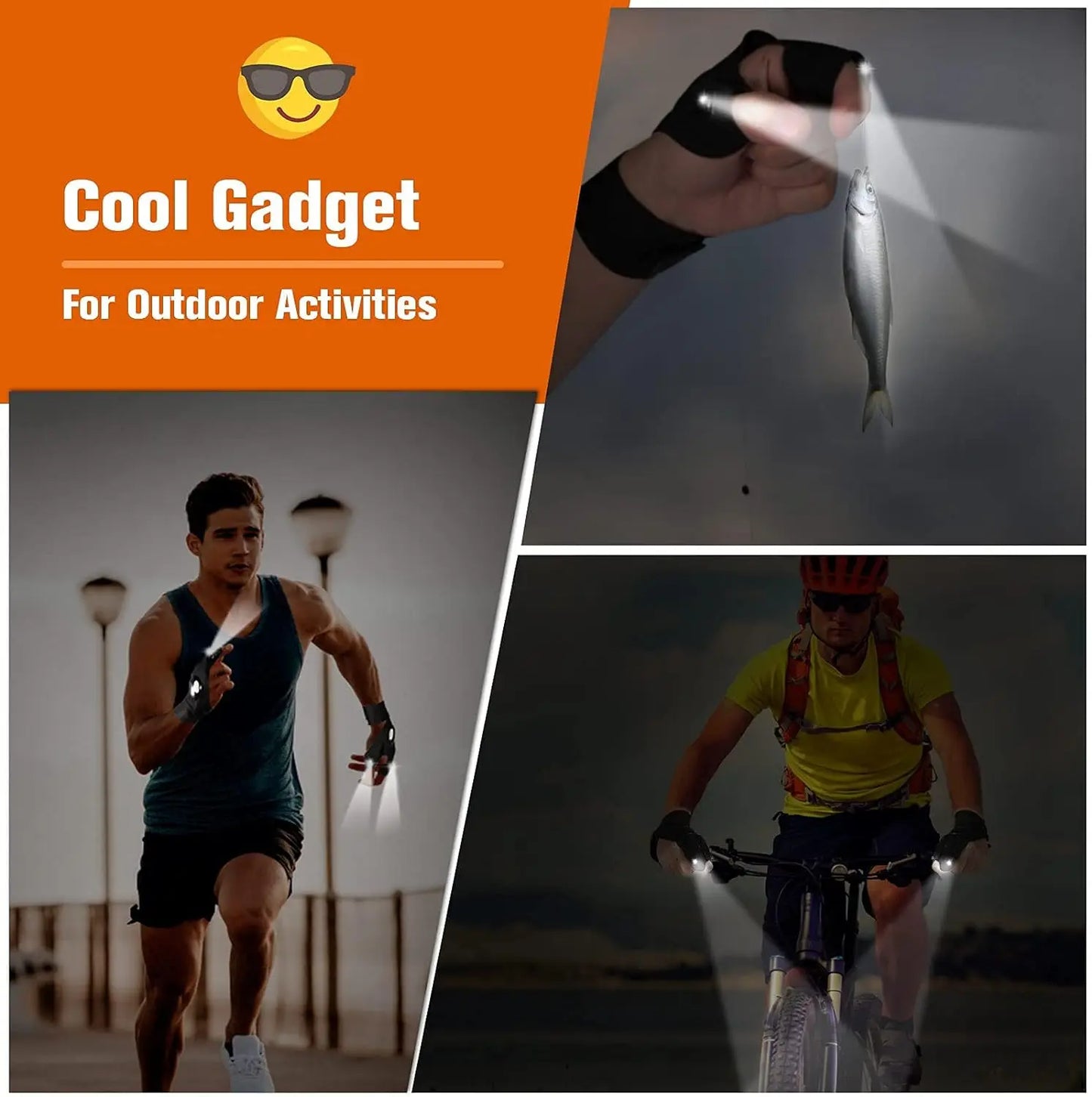 Premium Waterproof LED Fingerless Gloves for Outdoor Activities - Ideal for Night Fishing, Cycling, and Running