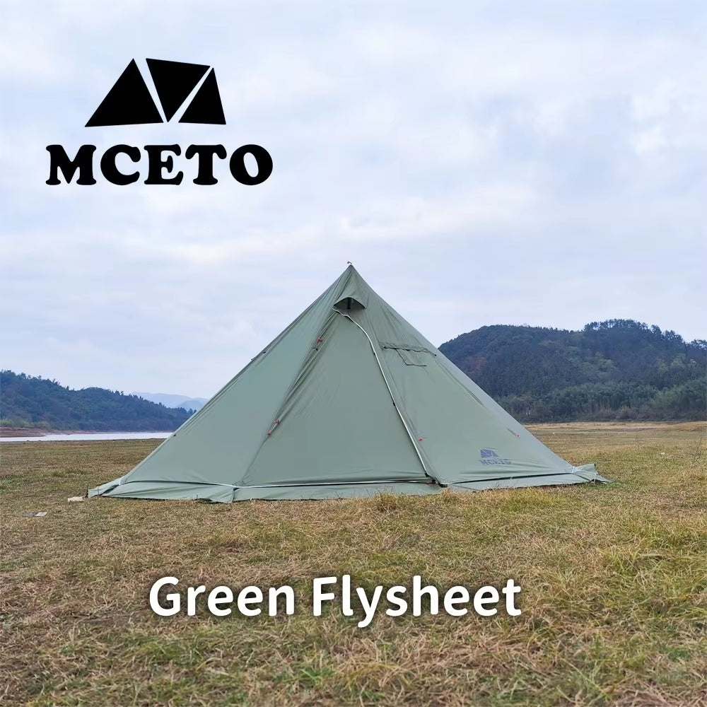 Premium 5M Oversized Pyramid Tent with Snow Skirt & Chimney Jacket - Ultimate Outdoor Shelter for Camping and Hiking