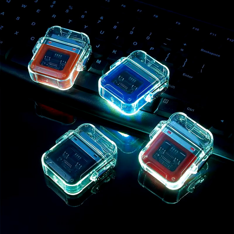 Transparent Dual Arc Plasma Waterproof Lighter Watch with Rechargeable USB Flashlight - Flameless and Windproof for Outdoor Camping