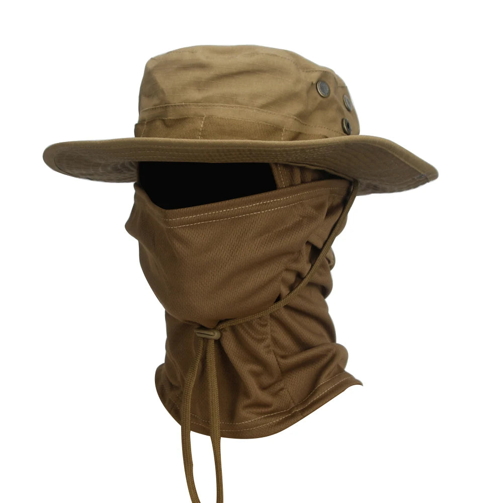 Camouflage Boonie Cap & Balaclava Set - Premium Foldable Wide Brim Hat for Ultimate Outdoor Sun Protection