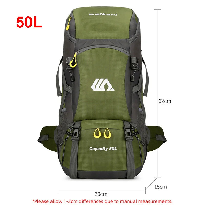 50L Waterproof Travel Backpack for Men and Women - Versatile Rucksack for Hiking, Camping, and Outdoor Adventures