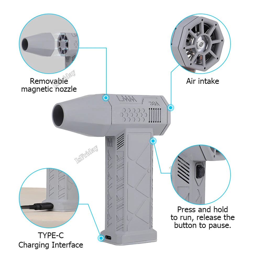 High-Performance Portable Mini Turbo Jet Fan - Experience Rapid Drying with 130,000 RPM and 52 m/s Wind Speed, Featuring a Brushless Motor for Ultimate Efficiency