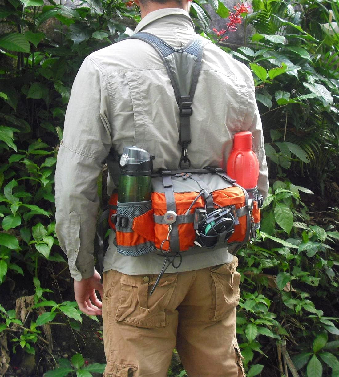 Professional Outdoor Lumbar Pack with Dual Water Bottle Holders for Hiking and Fishing Activities