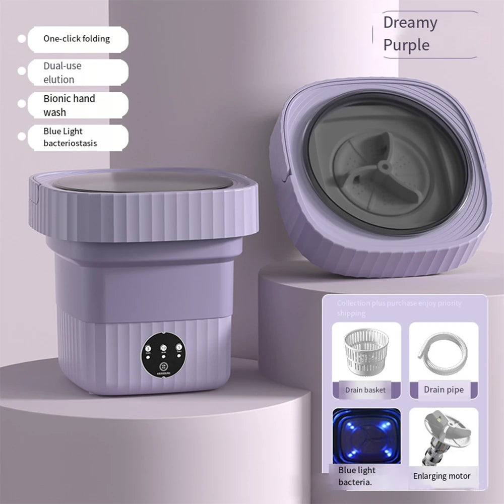 Compact Portable 6L & 8L Folding Washing Machine and Dryer – The Perfect Mini Washer for Travel and Home Convenience