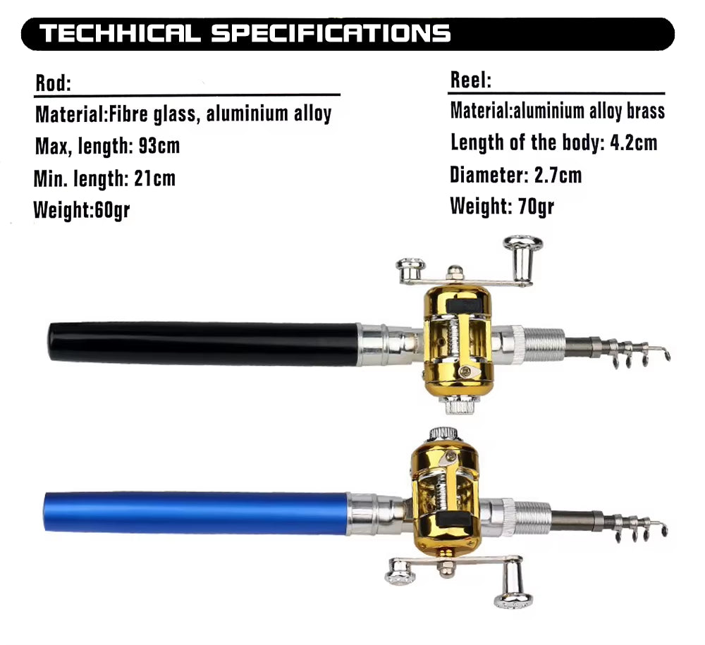 Compact Telescopic Fishing Rod and Reel Combo - Perfect for On-the-Go Angling Adventures
