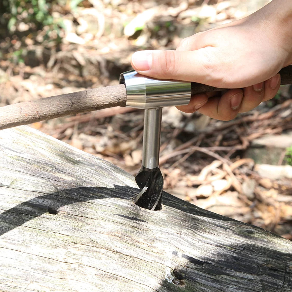 Portable Manual Auger Drill - Premium Carbon Steel Tool for Camping, Hiking, and Bushcrafting Adventures