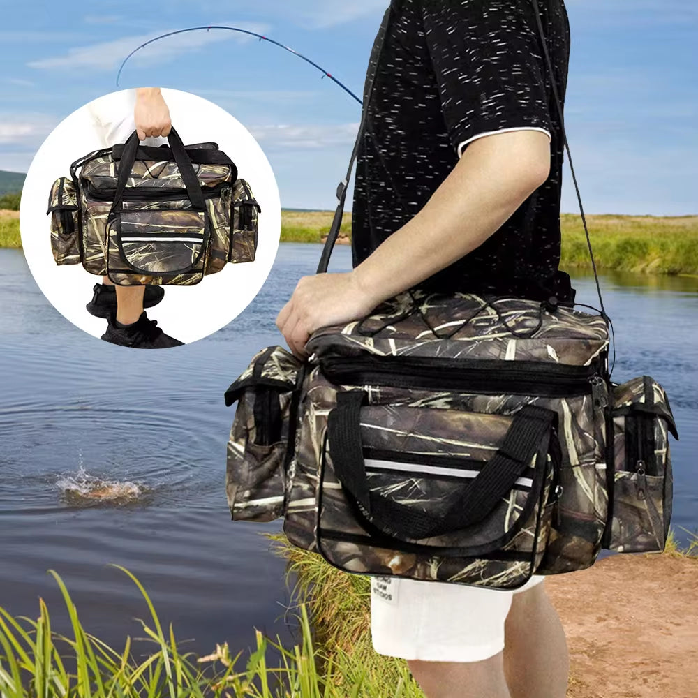 Premium Waterproof Two-Layer Fishing Tackle Storage Bag - Versatile Shoulder Pack for Outdoor Adventures