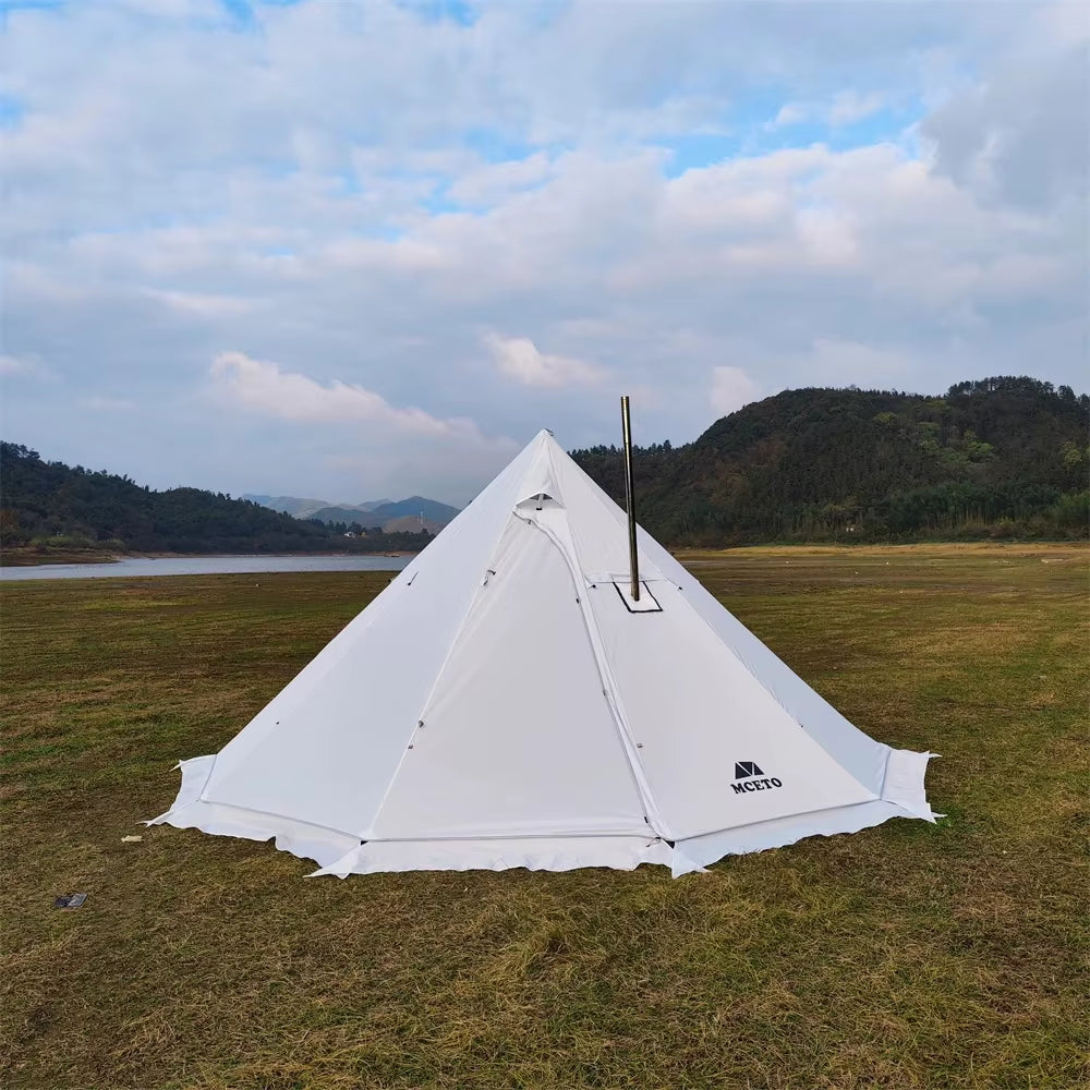 Premium 5M Oversized Pyramid Tent with Snow Skirt & Chimney Jacket - Ultimate Outdoor Shelter for Camping and Hiking