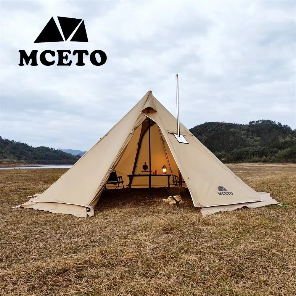 Premium 5M Oversized Pyramid Tent with Snow Skirt & Chimney Jacket - Ultimate Outdoor Shelter for Camping and Hiking