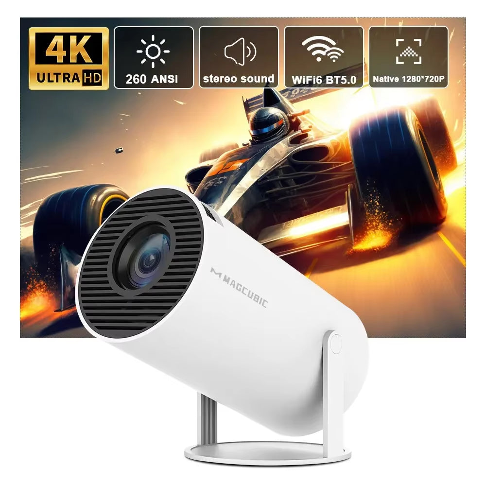 HY300 Pro 4K Android Projector - Exceptional Home and Outdoor Cinematic Experience with Dual WiFi 6 and 1080P Resolution
