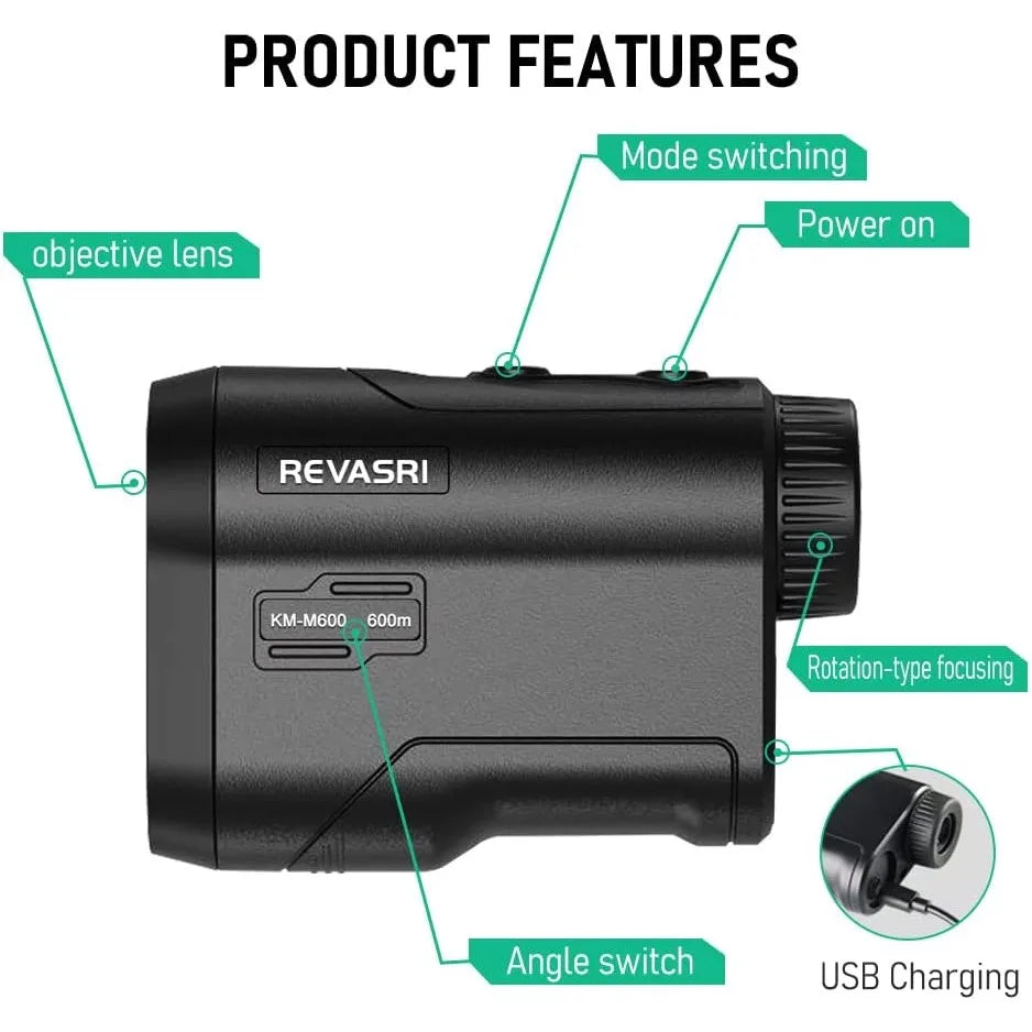 600M Golf Laser Rangefinder with Slope Compensation, Flagpole Lock, Vibration Alerts, and USB Rechargeable Feature for Accurate Golf Measurements