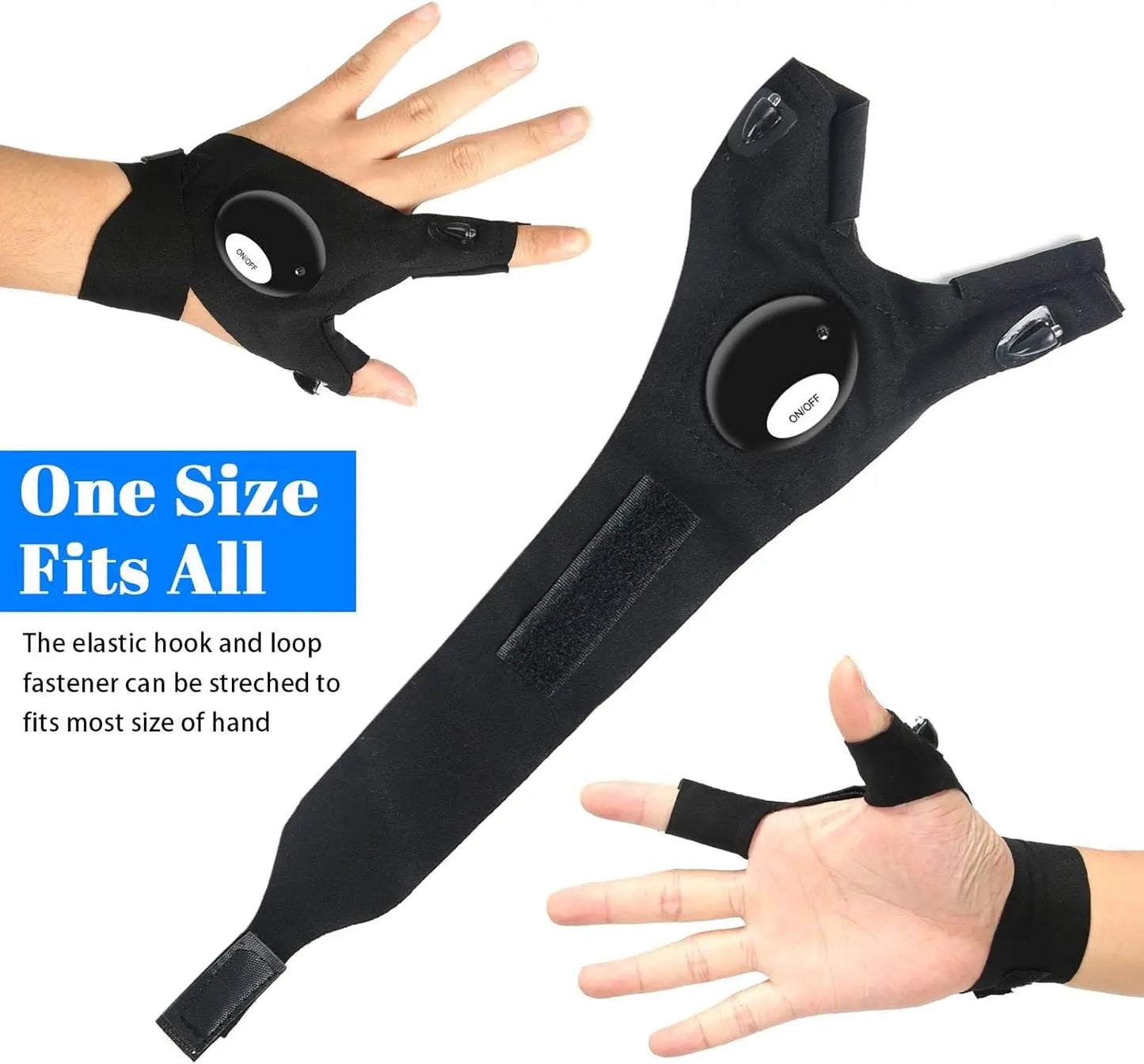 Premium Waterproof LED Fingerless Gloves for Outdoor Activities - Ideal for Night Fishing, Cycling, and Running