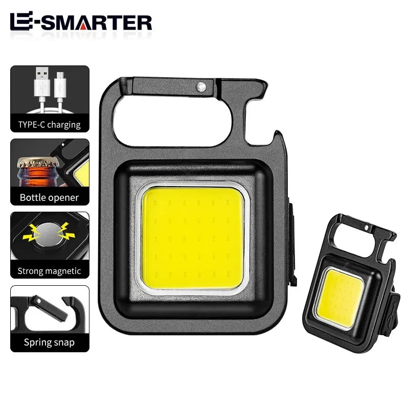 High-Performance Mini COB Flashlight Keychain Lamp - 4 Versatile Lighting Modes, Waterproof EDC Torch for Outdoor Adventures, Emergencies, Camping, and Fishing