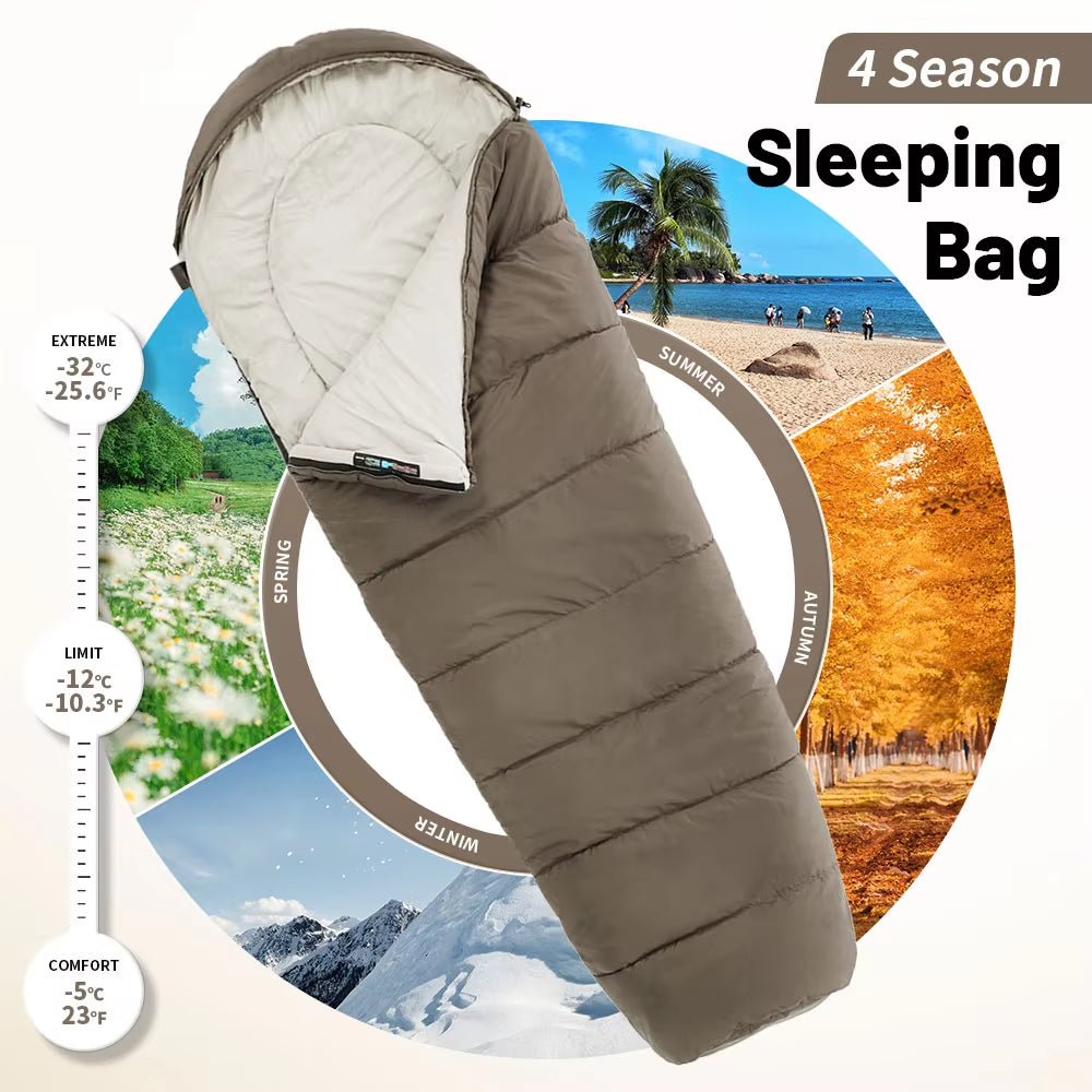 MJ600 Premium Waterproof 4-Season Sleeping Bag for Ultimate Comfort in Outdoor Hiking and Camping Adventures