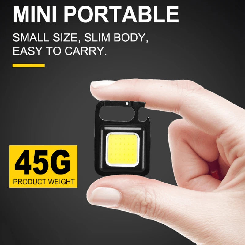 High-Performance Mini COB Flashlight Keychain Lamp - 4 Versatile Lighting Modes, Waterproof EDC Torch for Outdoor Adventures, Emergencies, Camping, and Fishing