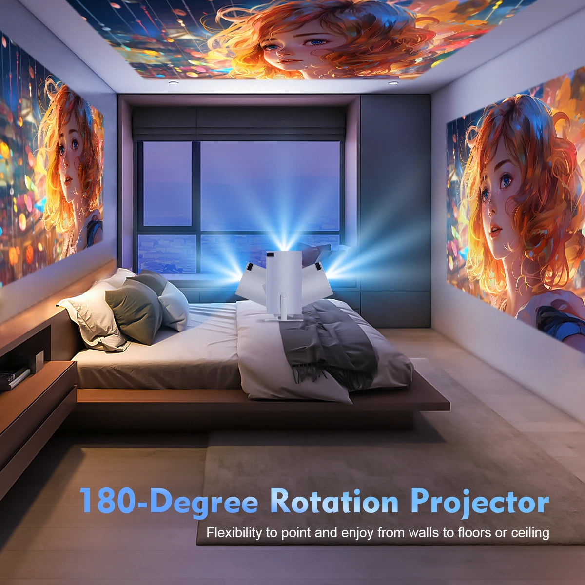HY300 Pro 4K Android Projector - Exceptional Home and Outdoor Cinematic Experience with Dual WiFi 6 and 1080P Resolution