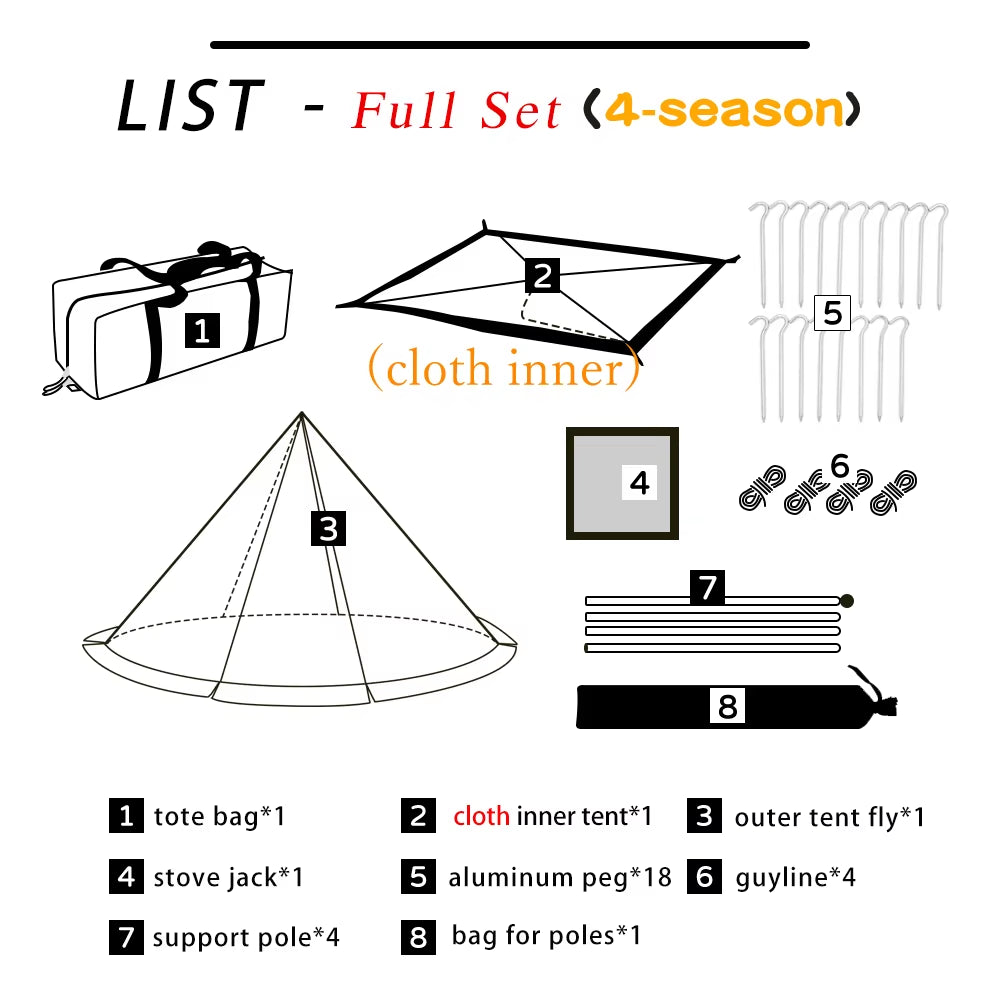Premium Waterproof Flame-Retardant Teepee Tent for One - Perfect Winter Shelter with Snow Skirt