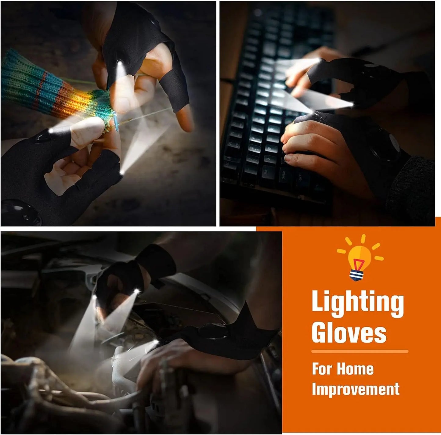 Premium Waterproof LED Fingerless Gloves for Outdoor Activities - Ideal for Night Fishing, Cycling, and Running