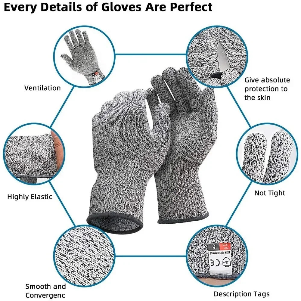 HPPE Level 5 Heavy-Duty Cut-Resistant Gloves for Superior Protection in Kitchen, Fishing, and Industrial Applications