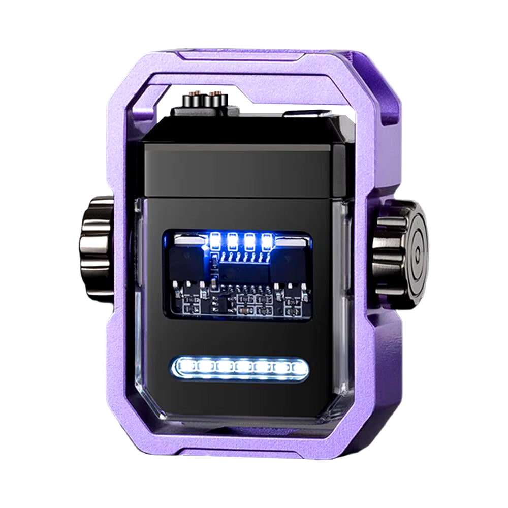 Transparent Dual Arc Plasma Waterproof Lighter Watch with Rechargeable USB Flashlight - Flameless and Windproof for Outdoor Camping