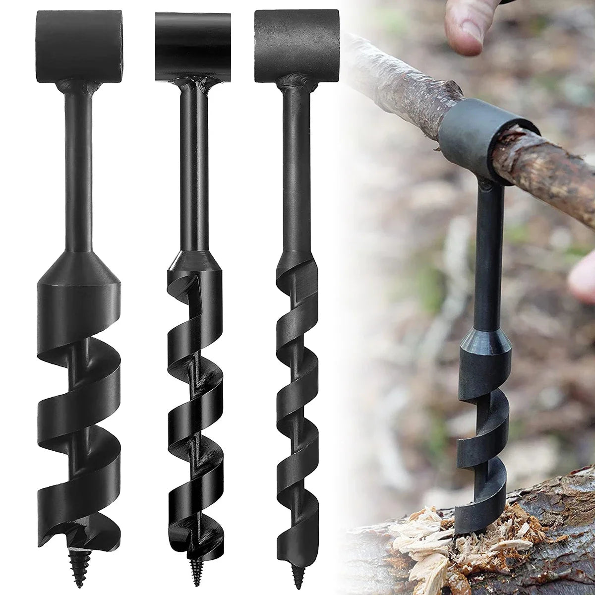 Bushcraft Carbon Steel Portable Hand Drill: The Ultimate Survival Auger and Self-Tapping Wood Punch Tool for Outdoor and DIY Enthusiasts