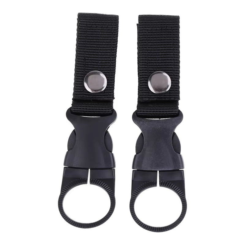 Set of 2 Premium Multifunctional Water Bottle Holders with Durable Carabiner Clips for Belts and Backpacks - Lightweight Nylon Webbing Buckle Hooks