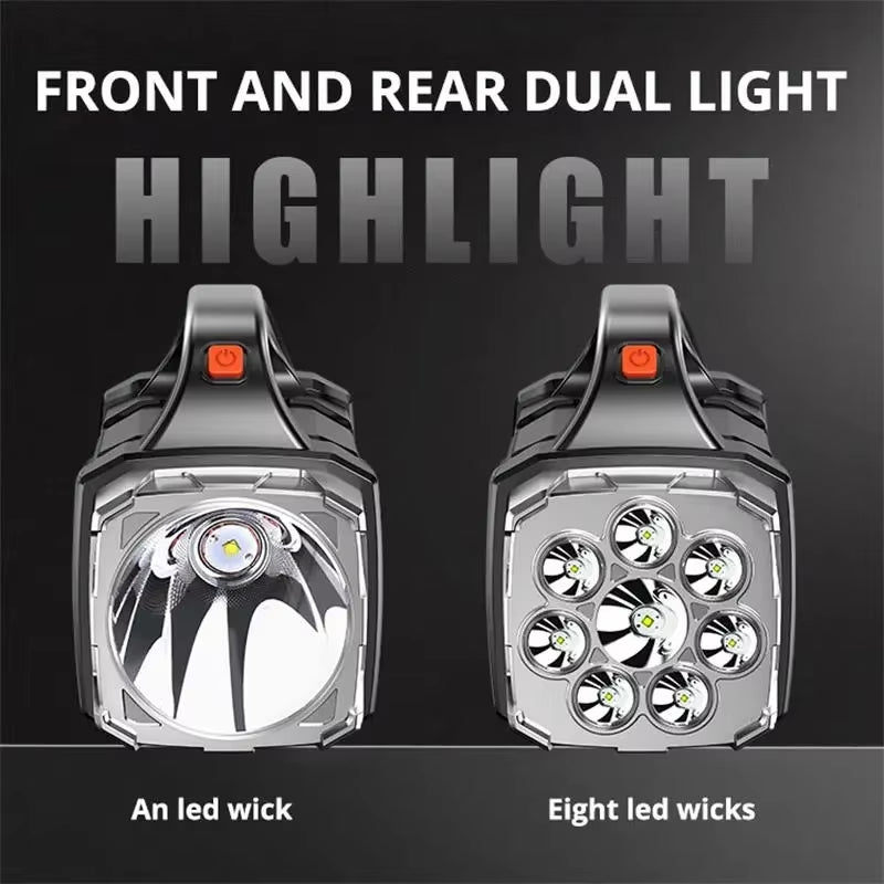Premium Rechargeable Solar LED Flashlight & COB Work Light - 4 Lighting Modes with Emergency Phone Charging for Outdoor Adventures