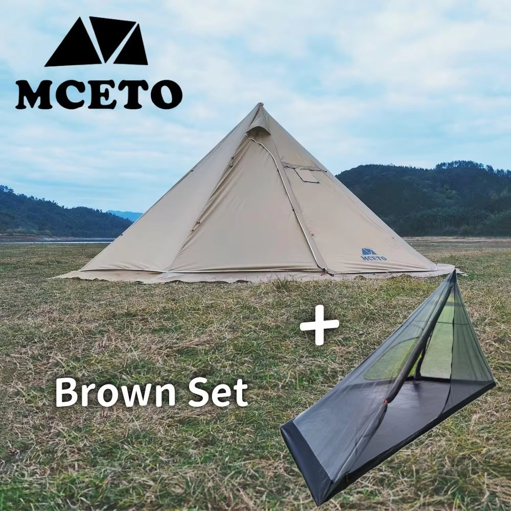 Premium 5M Oversized Pyramid Tent with Snow Skirt & Chimney Jacket - Ultimate Outdoor Shelter for Camping and Hiking