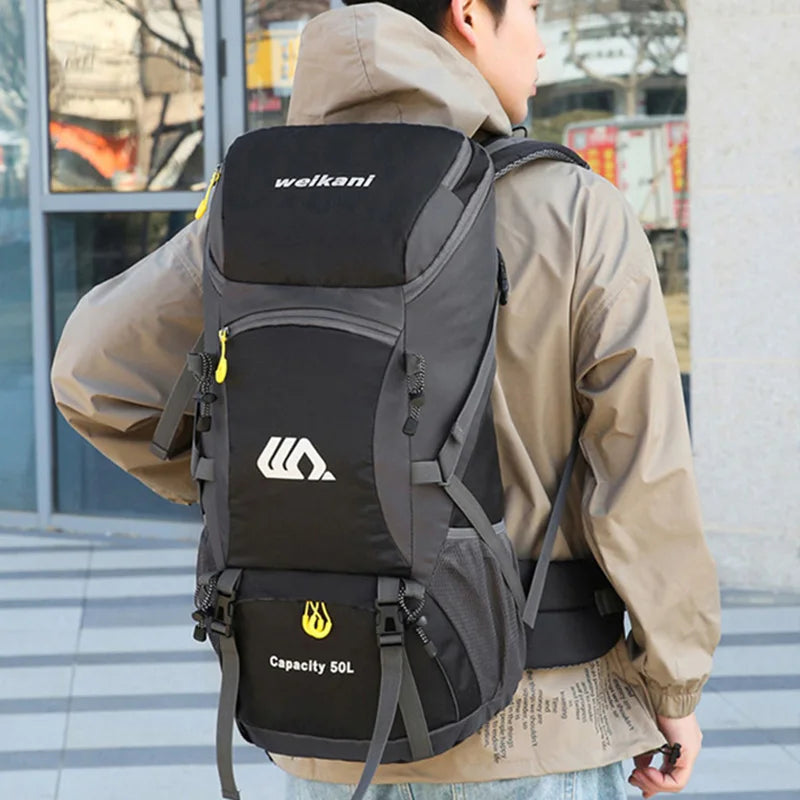 50L Waterproof Travel Backpack for Men and Women - Versatile Rucksack for Hiking, Camping, and Outdoor Adventures