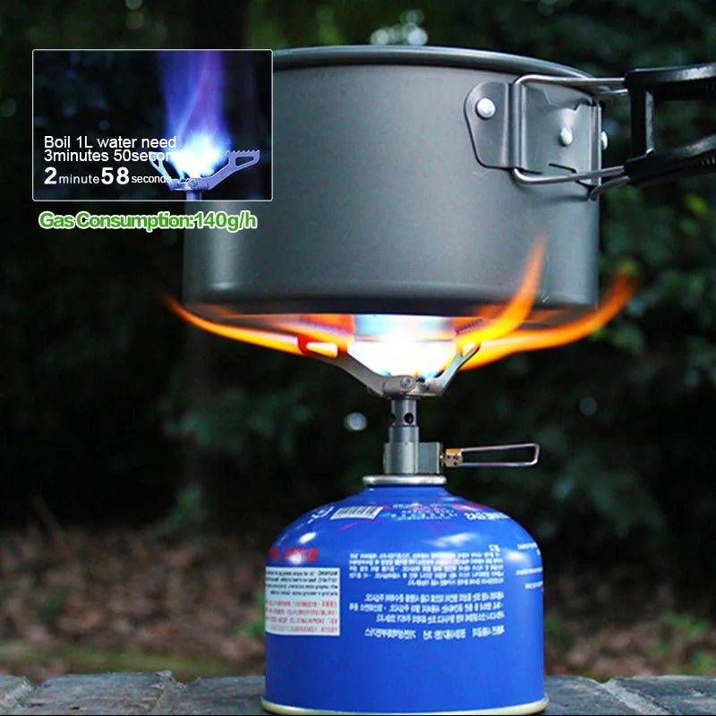 Premium 3000T Portable Mini Titanium Gas Stove - The Ultimate Lightweight Cooking Solution for Outdoor Adventures