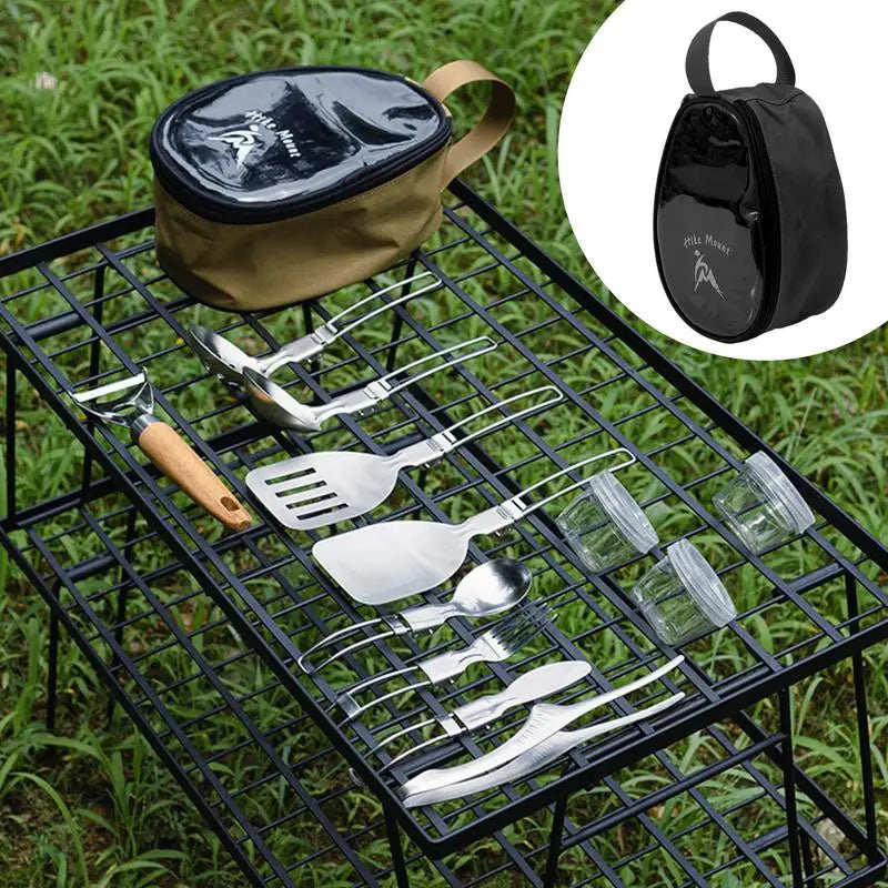 Comprehensive 11-Piece Camping Kitchen Set: Premium Cooking Utensils, Bowls, Forks, and BBQ Accessories for Outdoor Culinary Adventures