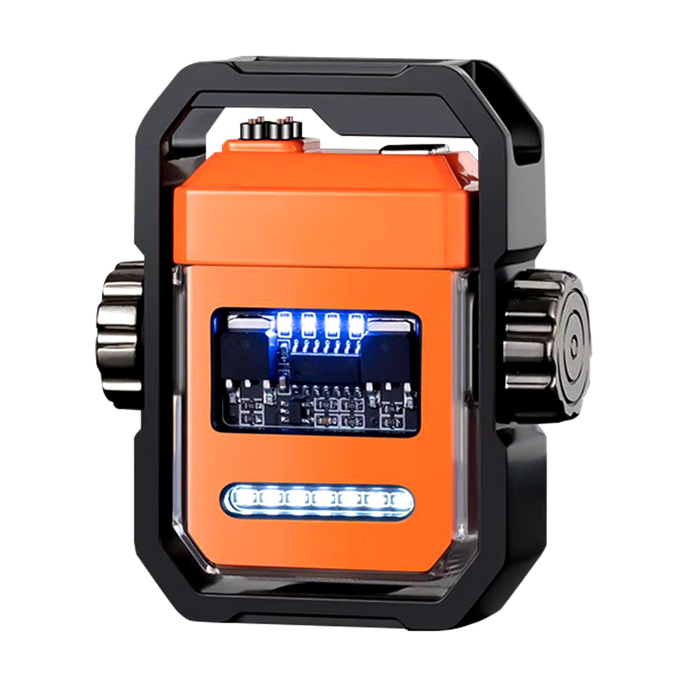 Transparent Dual Arc Plasma Waterproof Lighter Watch with Rechargeable USB Flashlight - Flameless and Windproof for Outdoor Camping