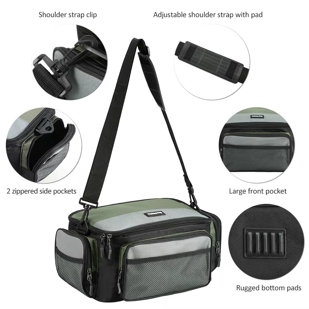 Premium Waterproof Two-Layer Fishing Tackle Storage Bag - Versatile Shoulder Pack for Outdoor Adventures