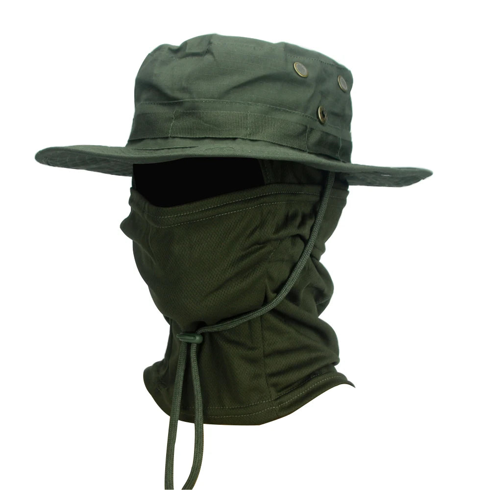 Camouflage Boonie Cap & Balaclava Set - Premium Foldable Wide Brim Hat for Ultimate Outdoor Sun Protection