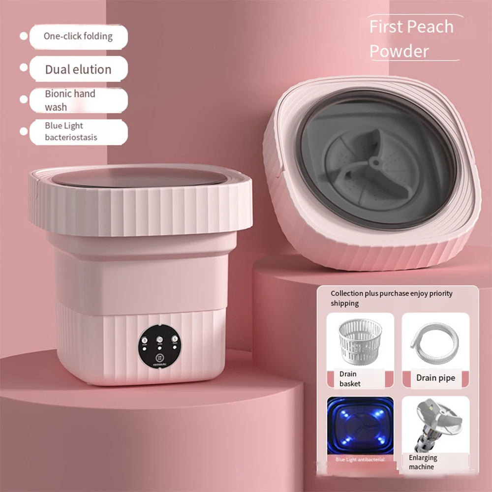 Compact Portable 6L & 8L Folding Washing Machine and Dryer – The Perfect Mini Washer for Travel and Home Convenience