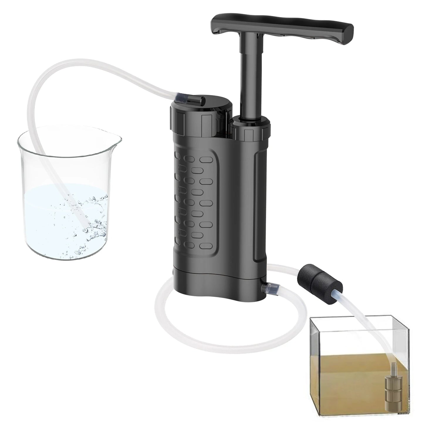 High-Performance 3000L Portable Water Purification Pump - Advanced 0.01 Micron Filtration for Outdoor Adventures and Emergency Preparedness
